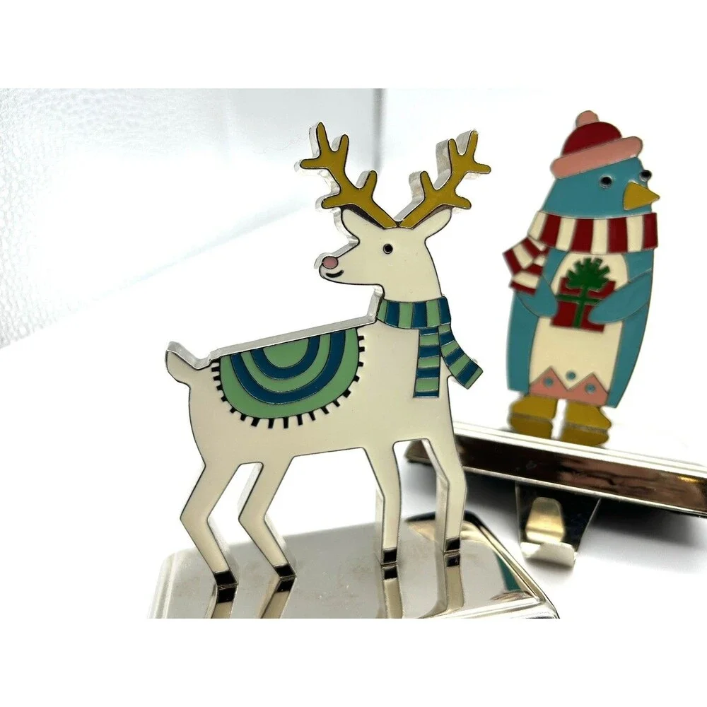 Wondershop 4pc Christmas Stocking Holders Santa Snowman Penguin Reindeer Set
